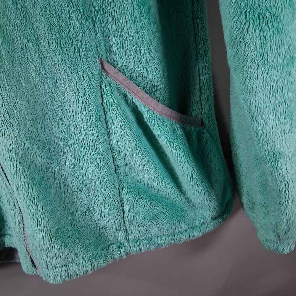 The North Face Girls Osito Hoodie Full Zip Fleece Jacket Teal Green Grey XL 18 - Picture 6 of 10